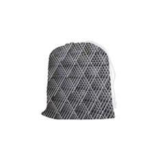 Grid Wire Mesh Stainless Rods Metal Drawstring Pouch (small) by artworkshop
