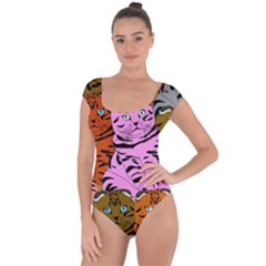 Tileable Seamless Cat Kitty Short Sleeve Leotard  by artworkshop