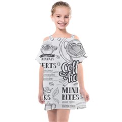 Vintage Coffee-tea-cafe-hamburger-menu-coffee-shop-menu Kids  One Piece Chiffon Dress by Jancukart