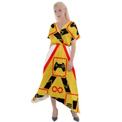 Gamer-geek-video-game-sign-fan Cross Front Sharkbite Hem Maxi Dress by Jancukart