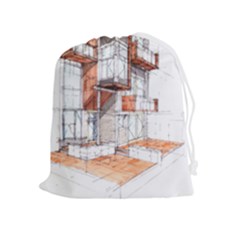 Rag-flats-onion-flats-llc-architecture-drawing Graffiti-architecture Drawstring Pouch (xl) by Jancukart