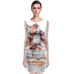 Rag-flats-onion-flats-llc-architecture-drawing Graffiti-architecture Sleeveless Velvet Midi Dress by Jancukart