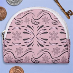Folk Flowers Print Floral Pattern Ethnic Art Horseshoe Style Canvas Pouch by Eskimos