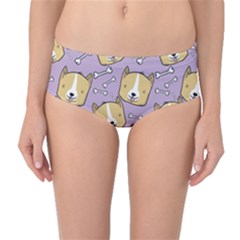 Corgi Pattern Mid-waist Bikini Bottoms by Sudhe