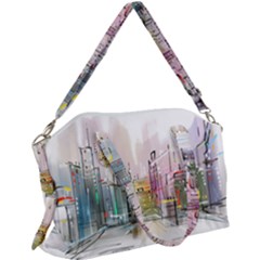 Drawing-watercolor-painting-city Canvas Crossbody Bag by Jancukart
