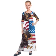 American-eagle- Clip-art Kids  Quarter Sleeve Maxi Dress by Jancukart