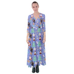 Blue Krampus Christmas Button Up Maxi Dress by NerdySparkleGoth