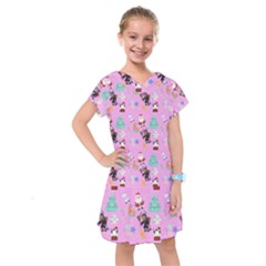 Pink Krampus Christmas Kids  Drop Waist Dress by NerdySparkleGoth