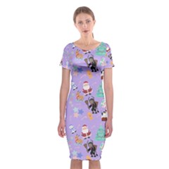 Purple Krampus Christmas Classic Short Sleeve Midi Dress by NerdySparkleGoth