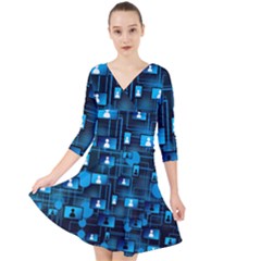 Smartphone-system-web-news Quarter Sleeve Front Wrap Dress by Jancukart