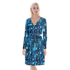 Smartphone-system-web-news Long Sleeve Velvet Front Wrap Dress by Jancukart