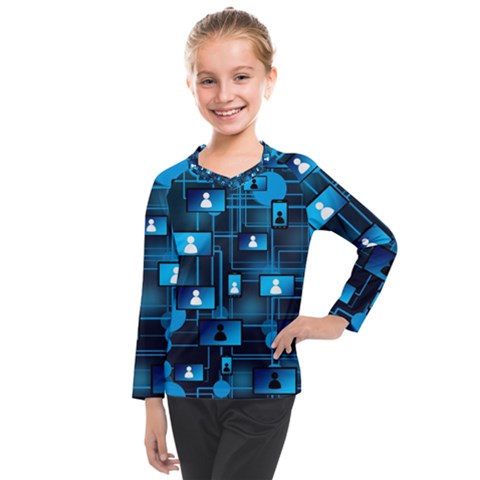 Smartphone-system-web-news Kids  Long Mesh Tee by Jancukart