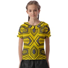 Abstract Pattern Geometric Backgrounds Kids  Frill Chiffon Blouse by Eskimos