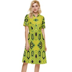 Abstract Pattern Geometric Backgrounds  Button Top Knee Length Dress by Eskimos