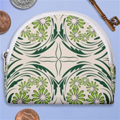 Folk Flowers Print Floral Pattern Ethnic Art Horseshoe Style Canvas Pouch by Eskimos