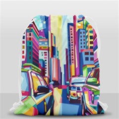 City-street-car-road-architecture Drawstring Bag (small) by Jancukart