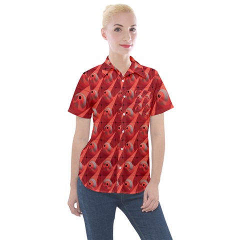 Sculpture-art-traffic-cones-plastic Women s Short Sleeve Pocket Shirt by Jancukart