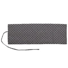 Small Black And White Watercolor Checkerboard Chess Roll Up Canvas Pencil Holder (m) by PodArtist