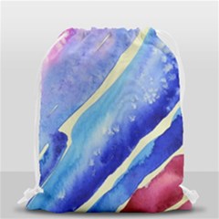 Painting-abstract-blue-pink-spots Drawstring Bag (small) by Jancukart