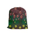 Floral Vines Over Lotus Pond In Meditative Tropical Style Drawstring Pouch (Large) View1