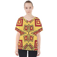 Abstract Pattern Geometric Backgrounds V-neck Dolman Drape Top by Eskimos