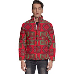 Abstract Pattern Geometric Backgrounds Men s Puffer Bubble Jacket Coat by Eskimos