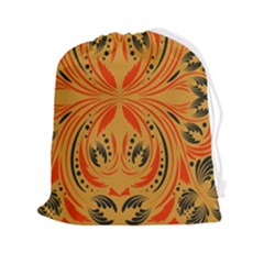 Folk Flowers Print Floral Pattern Ethnic Art Drawstring Pouch (2xl) by Eskimos
