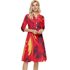 Folk Flowers Print Floral Pattern Ethnic Art Classy Knee Length Dress by Eskimos