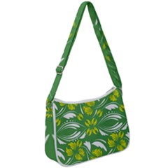 Folk Flowers Print Floral Pattern Ethnic Art Zip Up Shoulder Bag by Eskimos