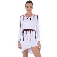 Illustration-chocolate-dropping-chocolate-background-vector Asymmetric Cut-out Shift Dress by nate14shop