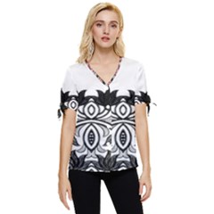 Im Fourth Dimension Black White 6 Bow Sleeve Button Up Top by imanmulyana