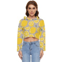 Lemon Pattern Women s Lightweight Cropped Hoodie by artworkshop