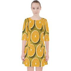 Oranges Slices  Pattern Quarter Sleeve Pocket Dress by artworkshop