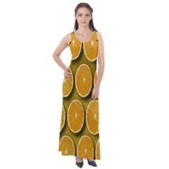 Oranges Slices  Pattern Sleeveless Velour Maxi Dress by artworkshop