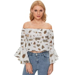 Architecture Off Shoulder Flutter Bell Sleeve Top by nate14shop