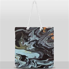 Abstract Painting Black Full Print Rope Handle Tote (large) by nateshop