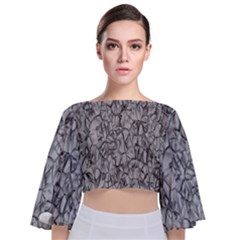 Comb Tie Back Butterfly Sleeve Chiffon Top by nateshop