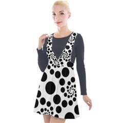 Dot Plunge Pinafore Velour Dress by nateshop