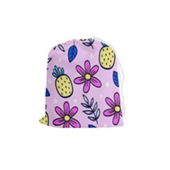 Flowers Purple Drawstring Pouch (medium) by nateshop