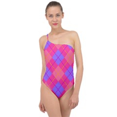 Texture Classic One Shoulder Swimsuit by nateshop