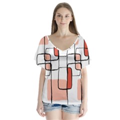 Abstract Seamless Pattern Art V-neck Flutter Sleeve Top by Sapixe