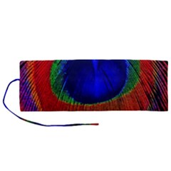Peacock Plumage Fearher Bird Pattern Roll Up Canvas Pencil Holder (m) by Sapixe