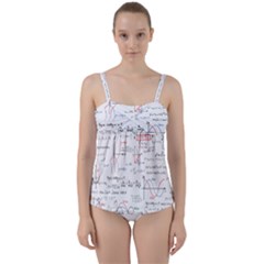 Math Formula Pattern Twist Front Tankini Set by Sapixe