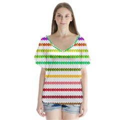 Ribbons Sequins Embellishment V-neck Flutter Sleeve Top by Sapixe