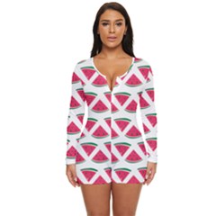 Illustration Watermelon Fruit-food Melon Long Sleeve Boyleg Swimsuit by Sapixe
