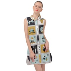 Advent Calendar Sleeveless Shirt Dress by Sapixe