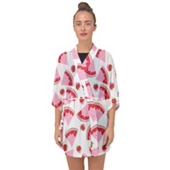 Pink Watermeloon Half Sleeve Chiffon Kimono by Sapixe