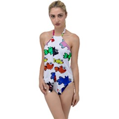 Fish Fishes Marine Life Swimming Water Go With The Flow One Piece Swimsuit by Sapixe
