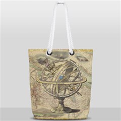 Map Compass Nautical Vintage Full Print Rope Handle Tote (small) by Sapixe