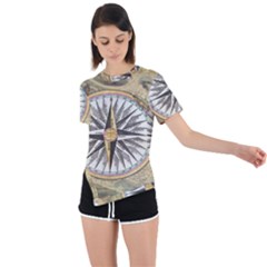 Map Vintage Nautical Collage Asymmetrical Short Sleeve Sports Tee by Sapixe